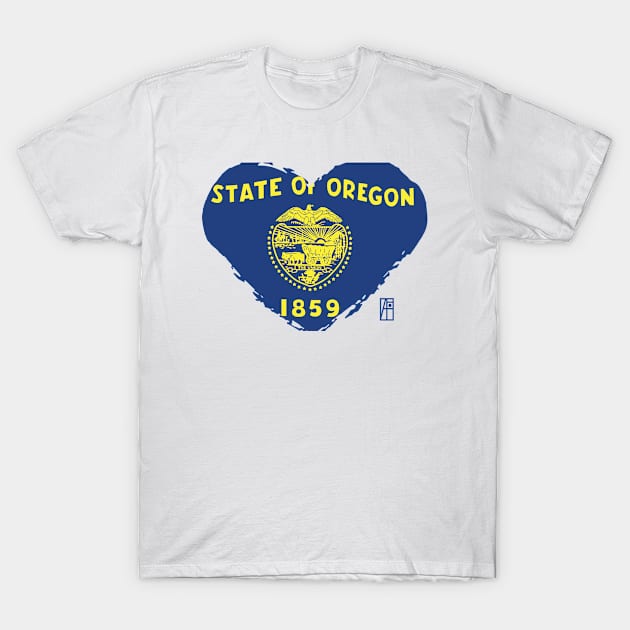 U.S. State - I Love Oregon - Oregon Flag T-Shirt by ArtProjectShop